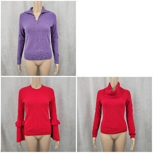 Cashmere Red and Purple Sweater Lot with REPAIRS / Flaws For Base Layers / Craft